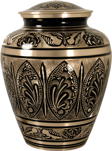 Ornate Etched Black And Brass - Urn Transparent (600x600), Png Download