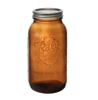 Ball Wide Mouth Half-gallon 64oz Amber Glass Mason - Mason Jar (364x364), Png Download
