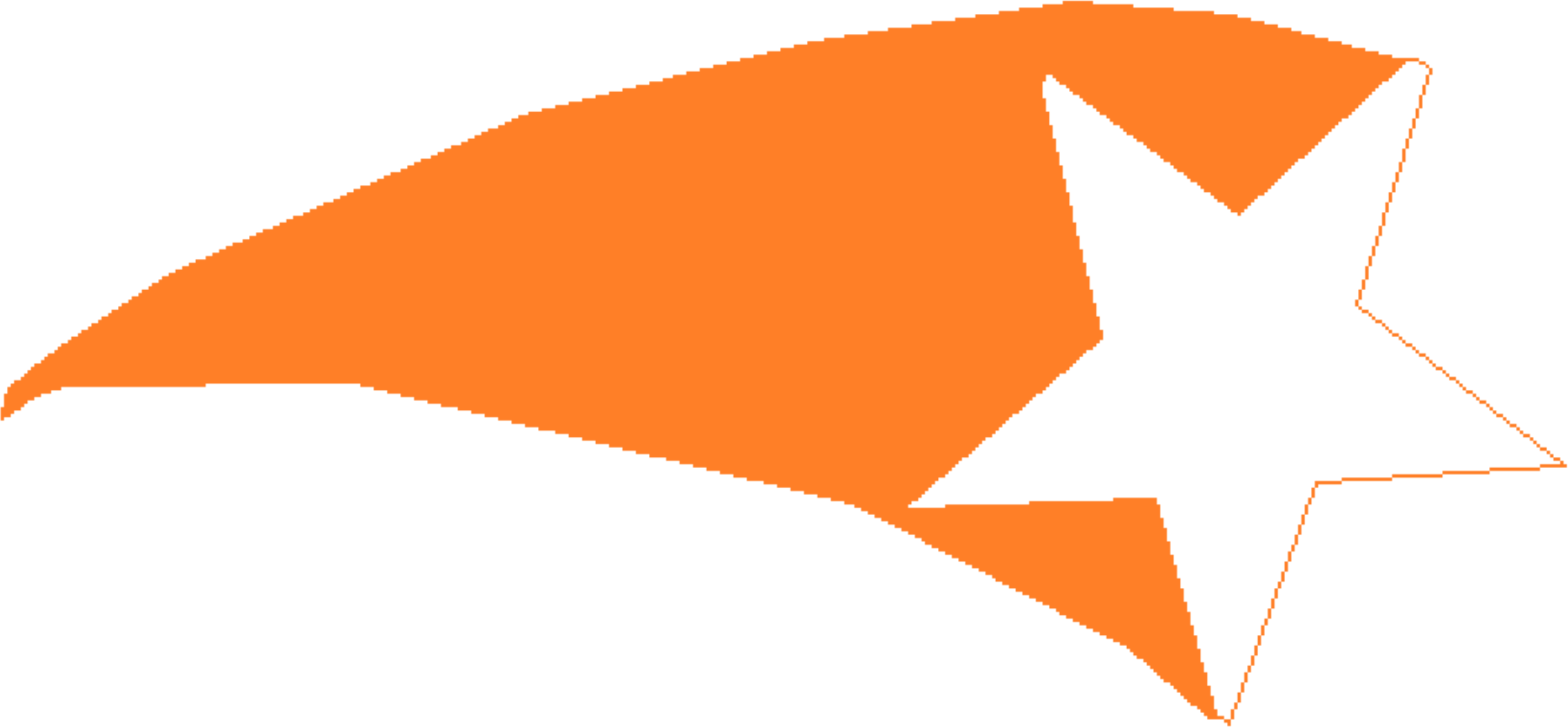 Big Image - Shooting Stars Clipart Orange (2262x1050), Png Download