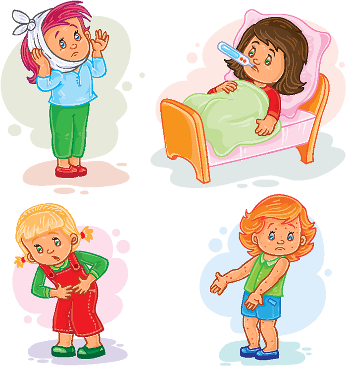 Set Icons Little Girl Sick, Fever, Young, Boy Png And - Cartoon Sick Boy And Girl Set (800x800), Png Download