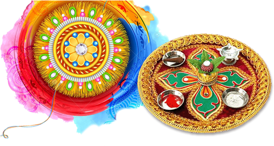 Send Rakhi To Usa - Aarti Thali Decoration (658x300), Png Download