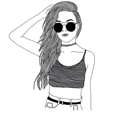 Picture Freeuse Library Bun Drawing Fancy - Drawing Of A Girl With Sunglasses (502x492), Png Download