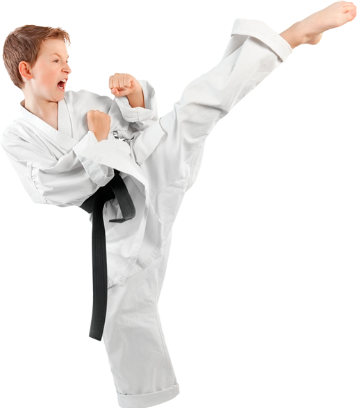 Kid Front Kicking In Albuquerque - Child Karate Png (514x588), Png Download