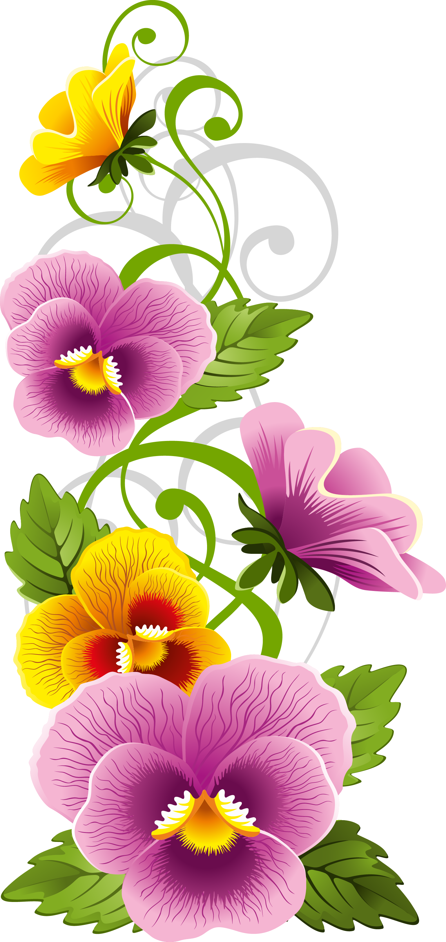 Grows Up The Sides - Flower Corner Border Png (413x872), Png Download