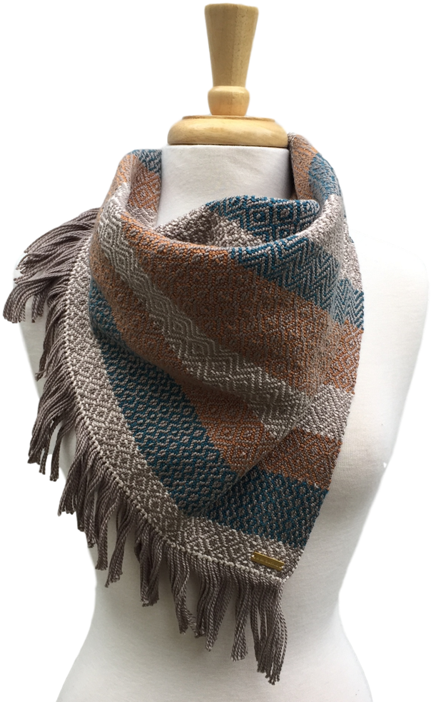 Teal, Gold And Cream Woven Bandana Scarf - Scarf (1000x1000), Png Download