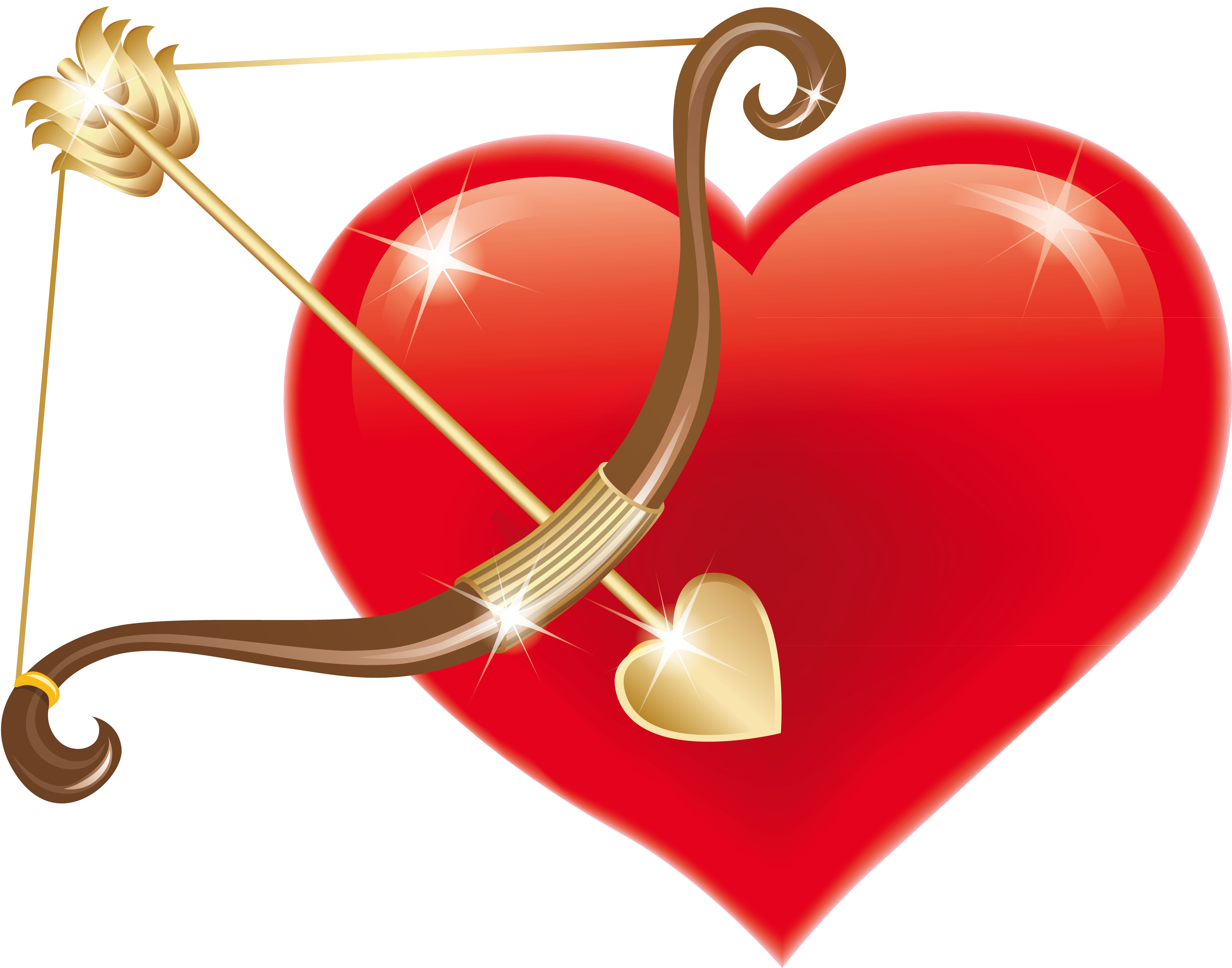 Red With Bow Png Picture Valentines - Cupid Bow And Arrow Clipart (3831x2935), Png Download