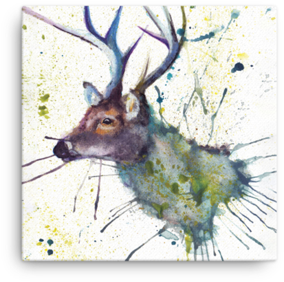 Splatter Stag Kw05v Canvas Mini By Katherine Williams - Stag Cushions (480x480), Png Download