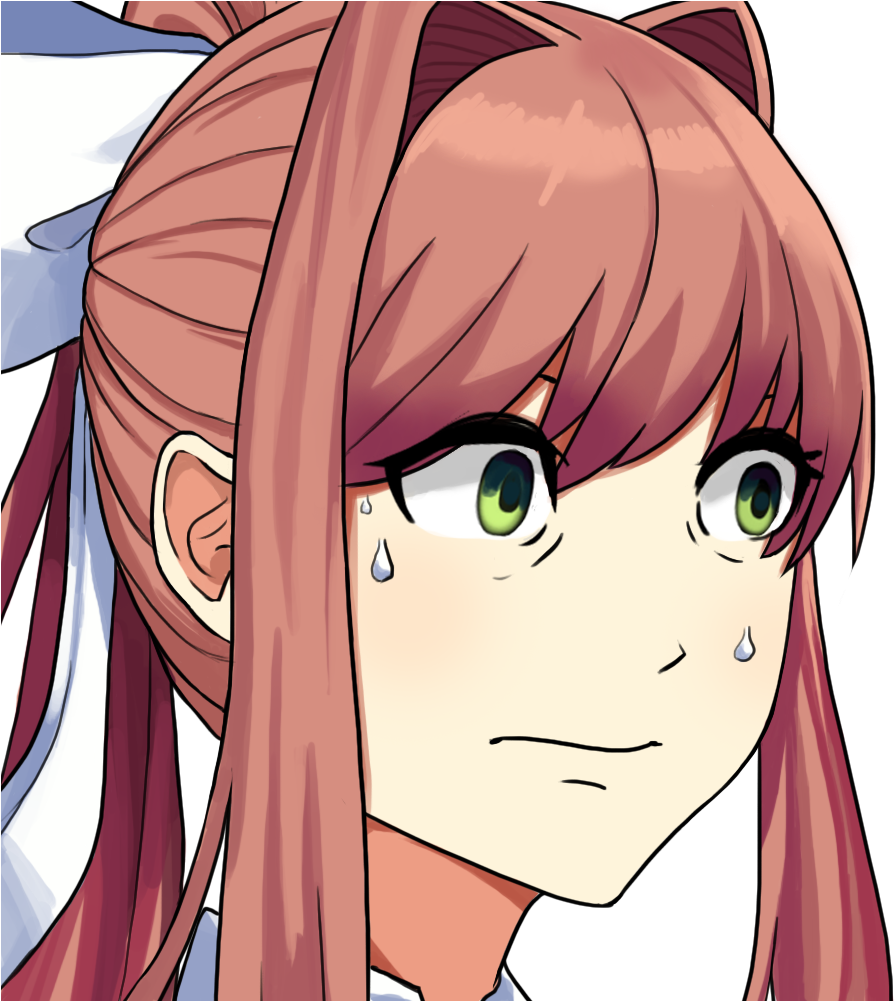 Funi - Ddlc Monika Nervous (1000x1000), Png Download