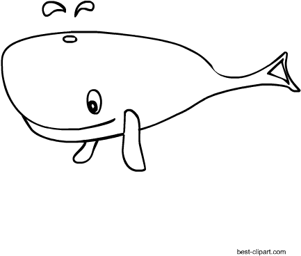 Black And White Cartoon Whale Clip Art - Cartoon (450x450), Png Download