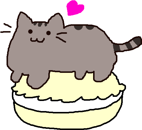 Pusheen With A Macaron - Pusheen Macaron (589x489), Png Download