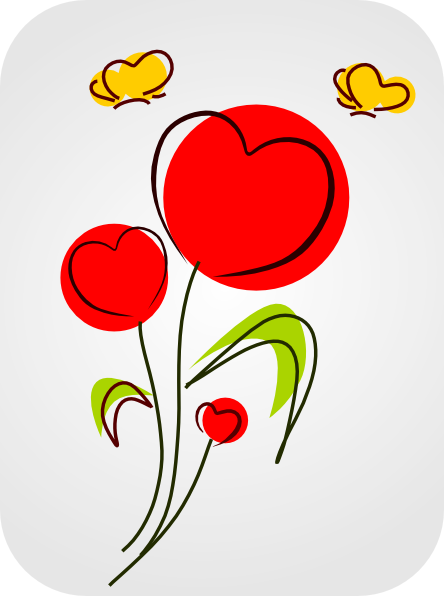 How To Set Use Heart Flowers With Butterflies Clipart (444x596), Png Download