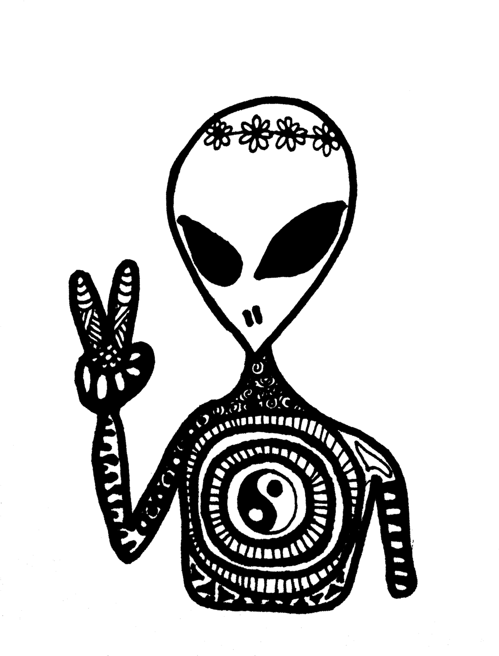 Alien Zentangle - Girls Trippy Stickers (1024x1365), Png Download
