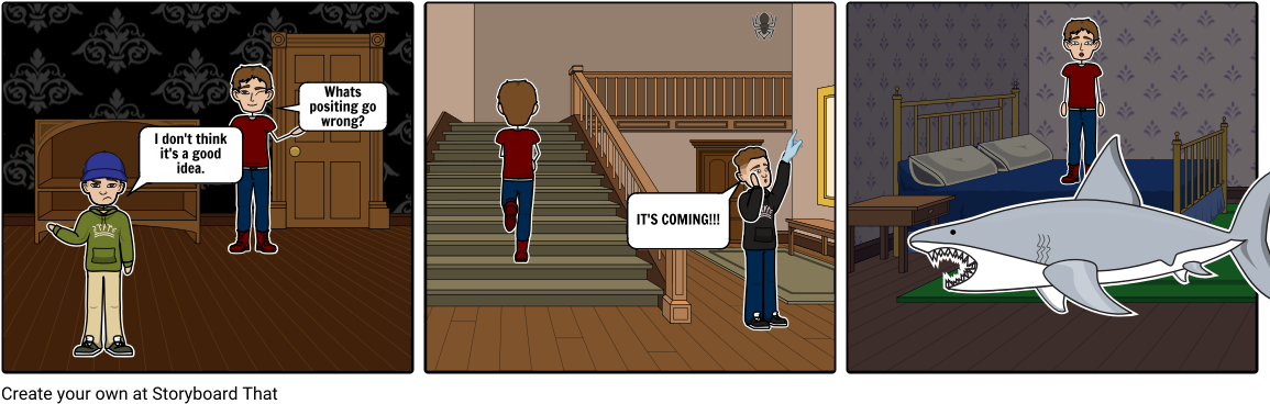Attack Of The Shark-headed Zombie - Cartoon (1164x385), Png Download