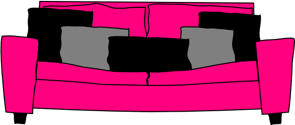 Black Gray Pillows Clip Art At Clker - Cartoon Couch With Pillows (600x493), Png Download