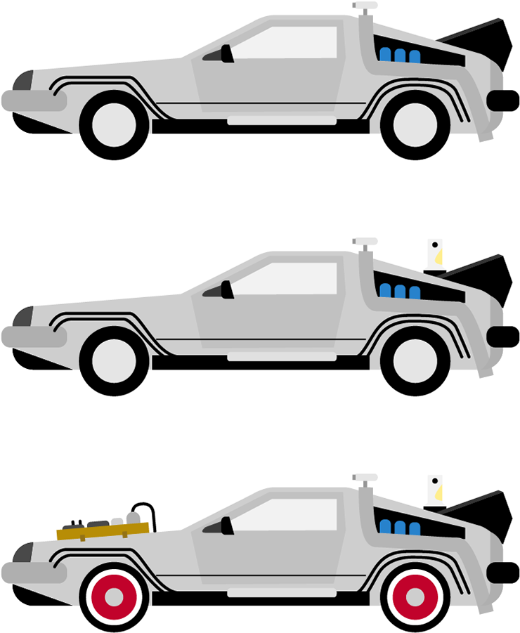 Back To The Future Trilogy On Behance Png Royalty Free - Back To The Future Trilogy Delorean (1200x1194), Png Download