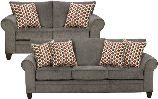 Simmons Upholstery 1647-02 Albany Pewter 70" Loveseat (529x361), Png Download