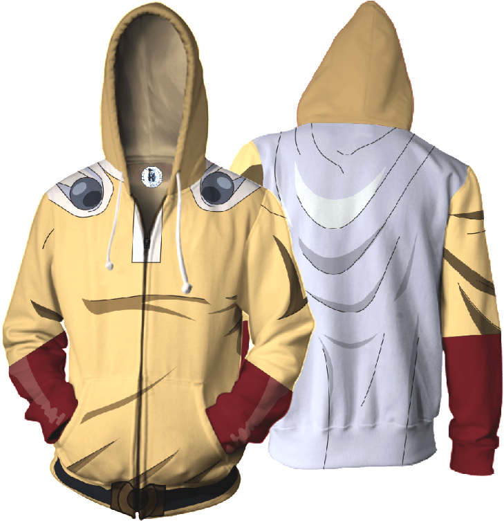 One Punch Man Hoodie Saitama Anime Cosplay Anime Zip - One Punch Man Hoodie (800x800), Png Download