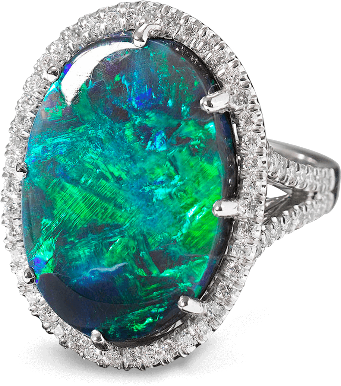 Lightning Ridge Black Opal And Diamond Ring (1400x1750), Png Download