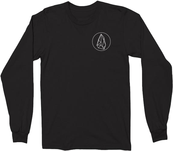 Long Sleeve Black Opal T-shirt - Long Black Shirt Back (600x554), Png Download