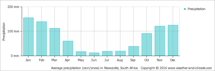 Average Precipitation In Newcastle, South Africa Copyright - New Caledonia Climate Chart (702x232), Png Download