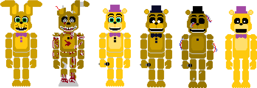 “ Every Version Of The Golden Animatronics - Eh (1086x396), Png Download