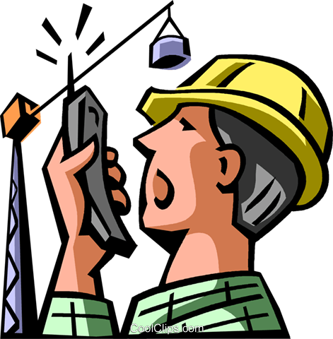 Worker Talking On A Walkie-talkie Royalty Free Vector - Illustration (471x480), Png Download