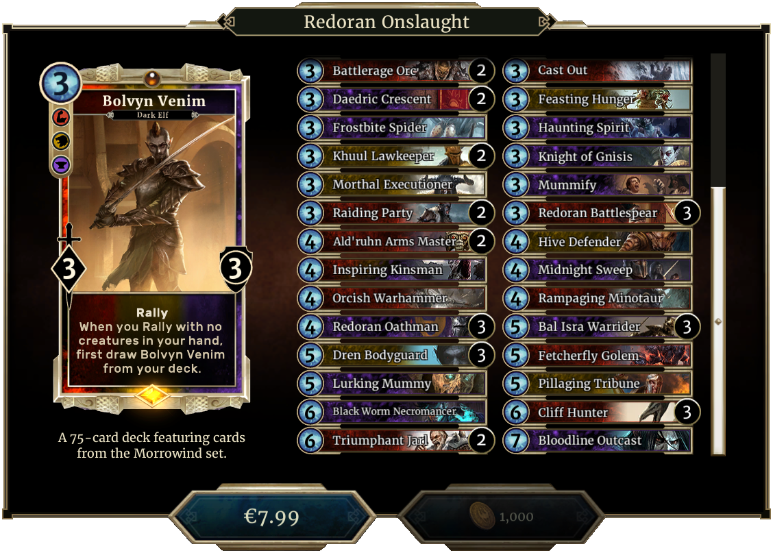 Redoran Onslaught Deck 2 - Elder Scrolls Legends Dagoth's Might (1128x807), Png Download