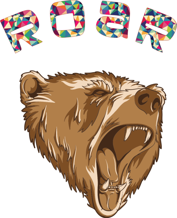 Polar Bear Grizzly Bear American Black Bear Growling - Roaring Bear Head Png (611x750), Png Download