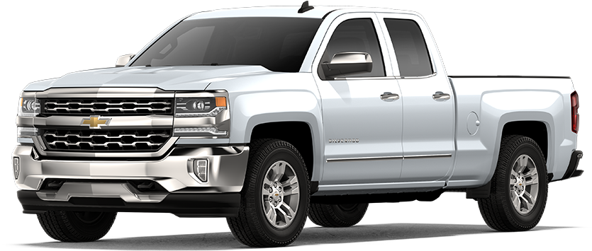 2018 Chevrolet Silverado 1500 Double Cab Ltz - 2018 Chevy Silverado White (1000x429), Png Download