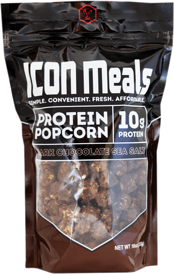 Dark Chocolate Sea Salt Power Popcorn By Icon Meals - Icon Meals Protein Popcorn - Dark Chocolate Sea Salt (1000x1000), Png Download