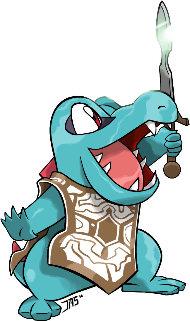 Totodile X Shadow Of The Colossus - Cartoon (1275x1275), Png Download