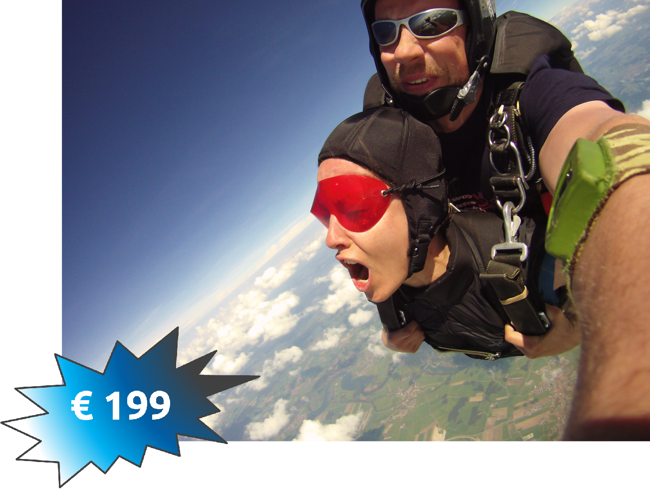 Tandem Skydive Tandemmichl - Parachuting (1303x980), Png Download