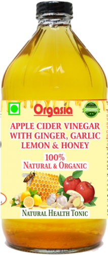 Apple Cider Vinegar With Ginger, Garlic, Lemon Honey - Apple Cider Vinegar (500x500), Png Download