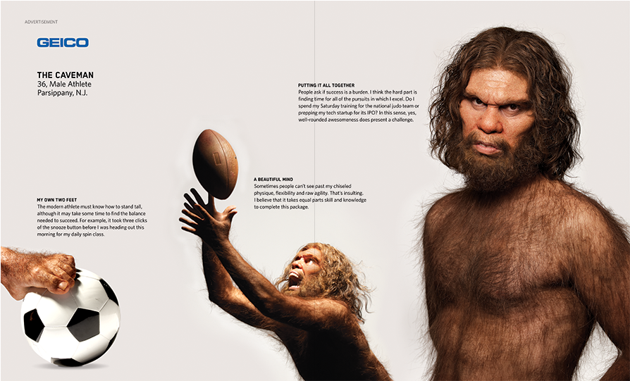 The Work - Geico Caveman Magazine Ad (1080x640), Png Download