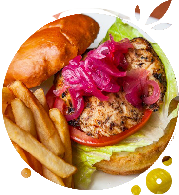 Jerk Chicken Sandwhich - Red Onion (367x399), Png Download