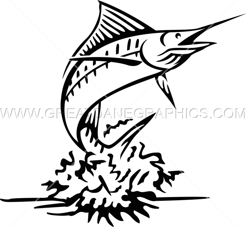 Production Ready Artwork For T-shirt Printing Picture - Marlin Clipart Black And White (825x761), Png Download