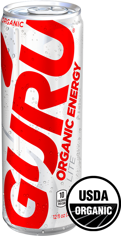 Guru Lite Organic Certification - Guru Energy - Organic Energy Drink Lite - 8.4 Oz. (500x880), Png Download