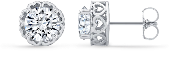 Stud Earrings - 1 10 Ct Tw Genuine Diamond In Sterling Silver (600x400), Png Download