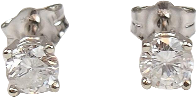 Vintage 14k White Gold .72 Ctw Diamond Stud Earrings (622x622), Png Download