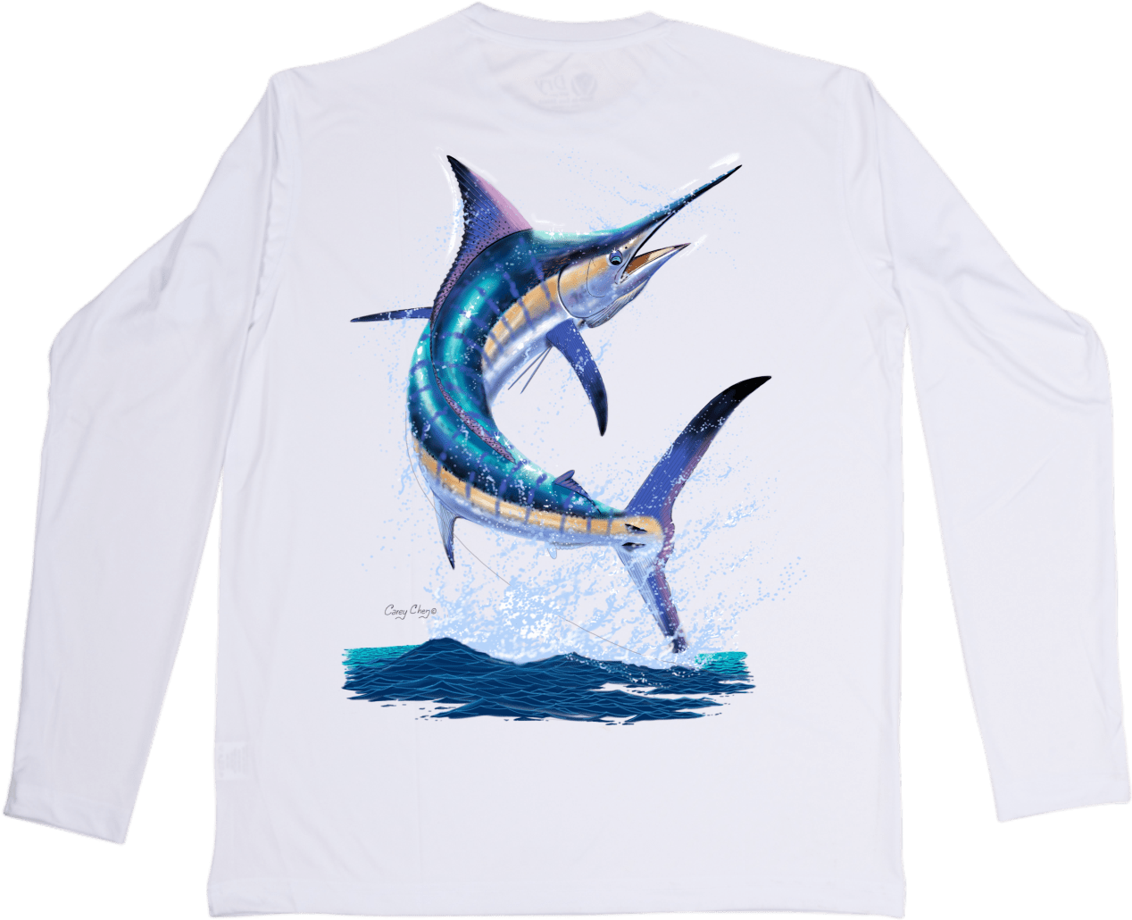 Dry Fit Shirt With Marlin Print By Carey Chen On White - Dri-fit (1333x1333), Png Download