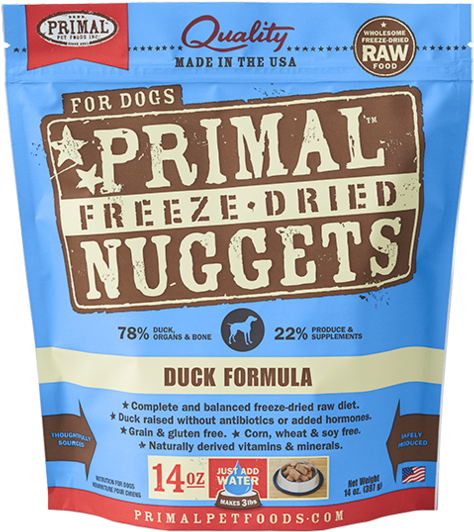 Primal Dog Freeze-dried Nugget Duck Dog Food - Primal Freeze Dried Duck (554x575), Png Download