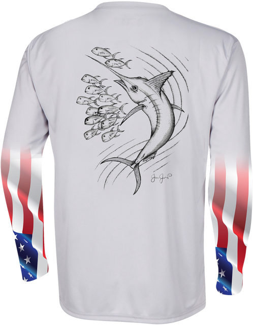 Coral Marlin Performance Long Sleeve (498x641), Png Download