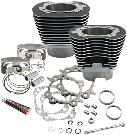 117" Standard Compression Big Bore Kit For 2007-'17 - S&s Black Stock Heads Cycle Silver 106" Hot Set (458x458), Png Download