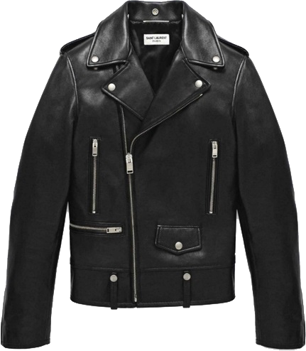 Men's Soft Lamb Nappa Leather Biker Jacket - サン ローラン 革 ジャン (431x494), Png Download