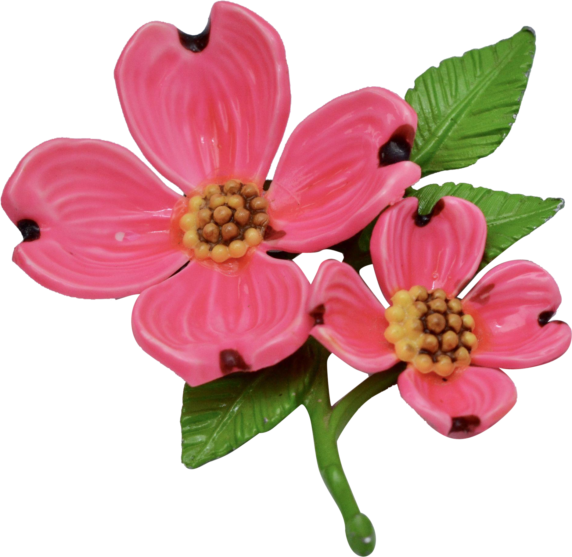 Bright Pink Enamel Dogwood Flower Brooch - Brooch (1874x1874), Png Download
