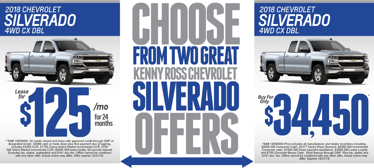 2018 Chevy Silverado - Kenny Ross Chevrolet (1268x571), Png Download