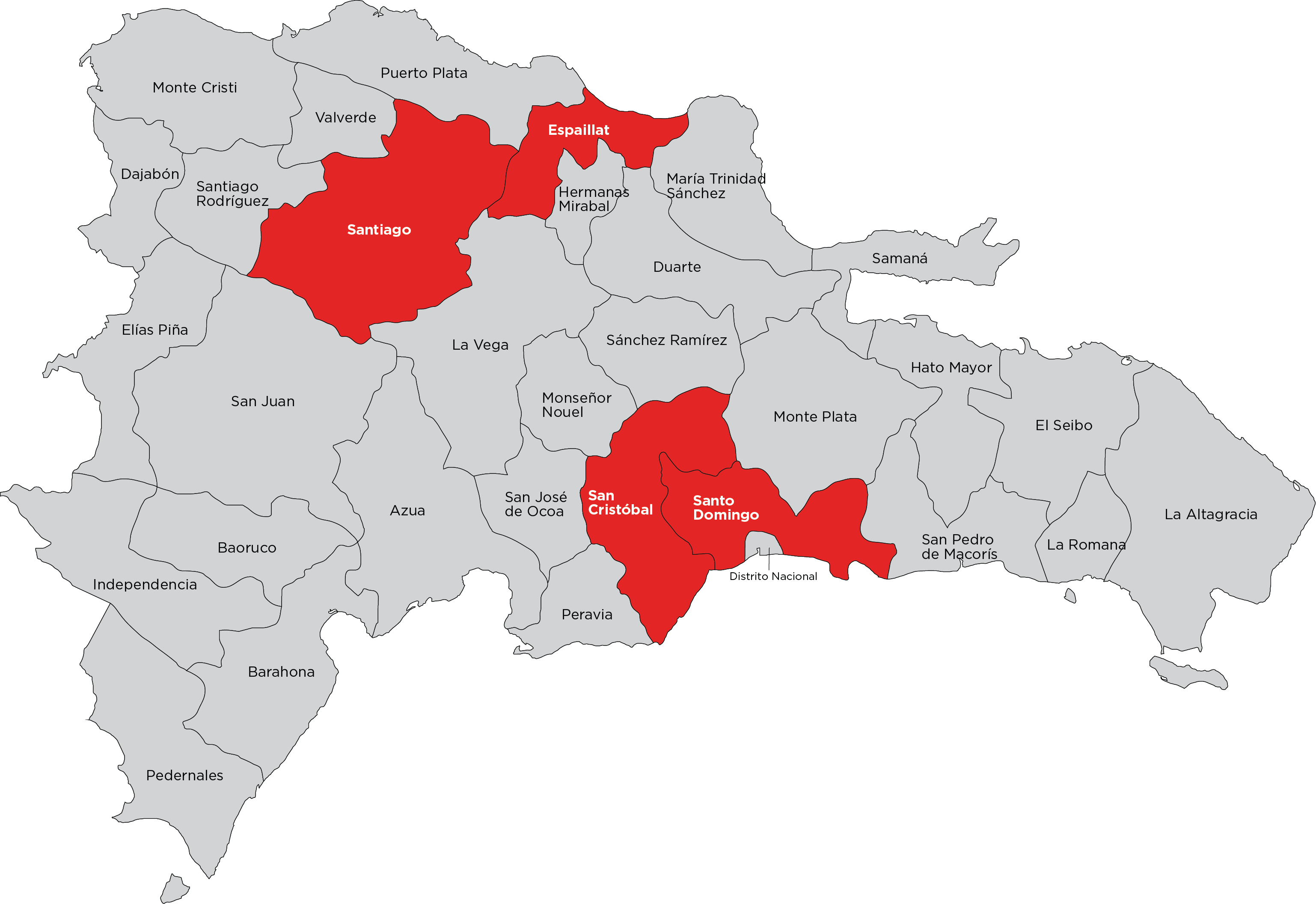 Zap Dr Provinces Proposed For 2017 Activities - Dominican Republic Silhouette (3075x2112), Png Download