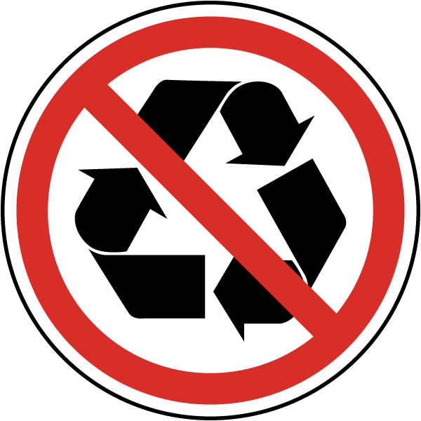 Not Recyclable Label - Recycling Sign Crossed Out (600x600), Png Download