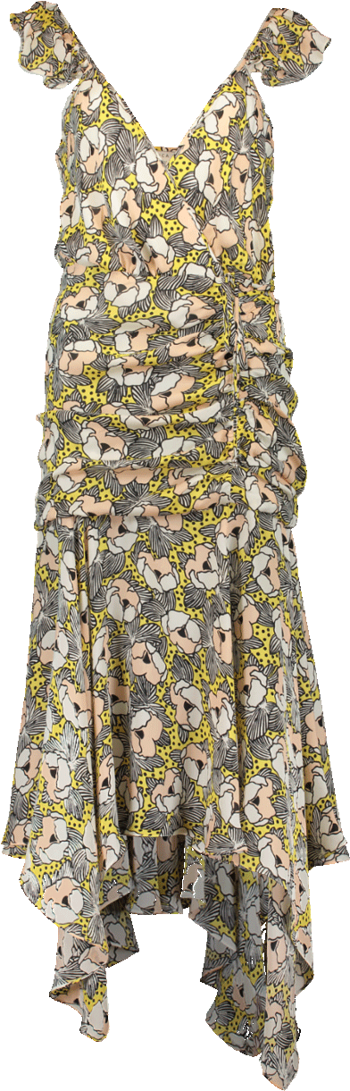 Veronica Beard Martine Floral Print Dress In Yllw-blk - Veronica Beard Martine Dress (960x1223), Png Download