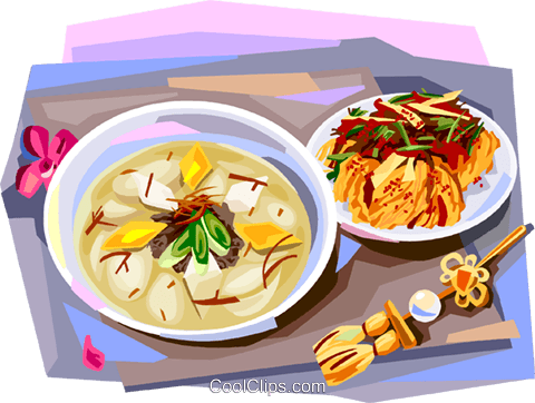 Korean Cuisine Rice-cake Soup And Kimchi Royalty Free - Korea Kimchi Clipart Png (480x362), Png Download
